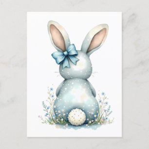 Blue Bunny Tail Cottontail Paashaas met Eieren Briefkaart