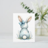 Blue Bunny Tail Cottontail Paashaas met Eieren Briefkaart (Staand voorkant)