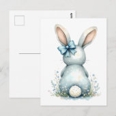Blue Bunny Tail Cottontail Paashaas met Eieren Briefkaart (Voorkant / Achterkant)