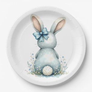Blue Bunny Tail Cottontail Paashaas met Eieren Papieren Bordje