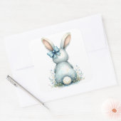 Blue Bunny Tail Cottontail Paashaas met Eieren Vierkante Sticker (Envelop)