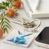 Blue Bunny Waterverf artwork Sleutelhanger (Voorkant Rechts)