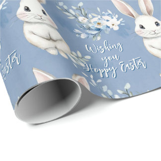 Blue Bunny Wishes – Custom Easter Wrapping Paper Cadeaupapier