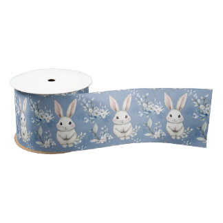 Blue Bunny Wishes – Custom Easter Wrapping Paper Satijnen Lint