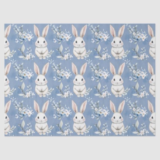Blue Bunny Wishes – Custom Easter Wrapping Paper Tissuepapier (Voorkant)