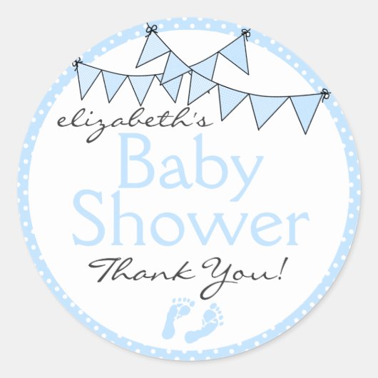 Blue Bunting Flags Baby shower dank u Ronde Sticker (Voorkant)