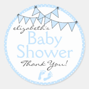Blue Bunting Flags Baby shower dank u Ronde Sticker