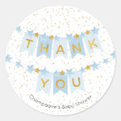 Blue Bunting Flags Gold Bedankt Ronde Sticker (Voorkant)