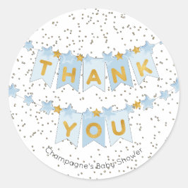 Blue Bunting Flags Gold Bedankt Ronde Sticker