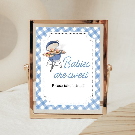 Blue Burger BBQ Baby shower Baby's zijn zoet Poster