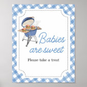 Blue Burger BBQ Baby shower Baby's zijn zoet Poster (Voorkant)