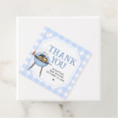 Blue Burger BBQ Baby Shower Bedankjes Labels (In situ)