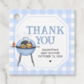 Blue Burger BBQ Baby Shower Bedankjes Labels (Voorkant)