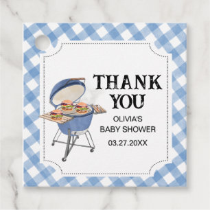 Blue Burger BBQ Baby shower Bedankjes Labels