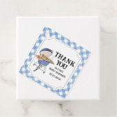 Blue Burger BBQ Baby shower Bedankjes Labels (In situ)