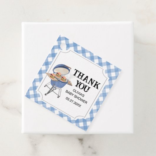 Blue Burger BBQ Baby shower Bedankjes Labels (In situ)