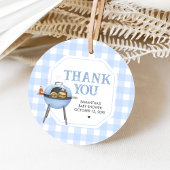 Blue Burger BBQ Baby Shower Bedankjes Labels