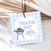 Blue Burger BBQ Baby Shower Bedankjes Labels