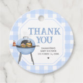 Blue Burger BBQ Baby Shower Bedankjes Labels (Voorkant)