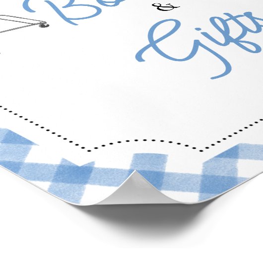 Blue Burger BBQ Baby shower boeken en geschenken Poster (Hoek)