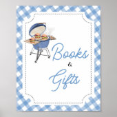 Blue Burger BBQ Baby shower boeken en geschenken Poster (Voorkant)