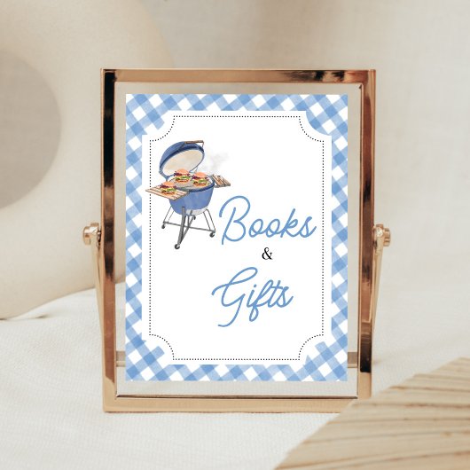 Blue Burger BBQ Baby shower boeken en geschenken Poster