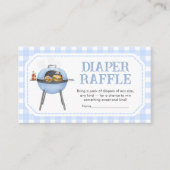 Blue Burger BBQ Baby Shower Diaper Raffle Informatiekaartje (Voorkant)