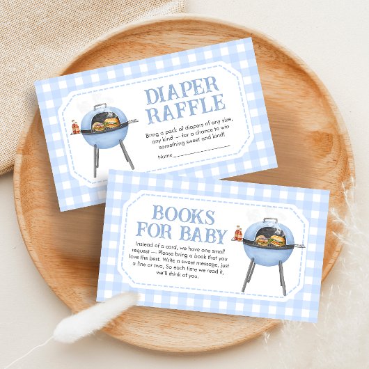 Blue Burger BBQ Baby Shower Diaper Raffle Informatiekaartje