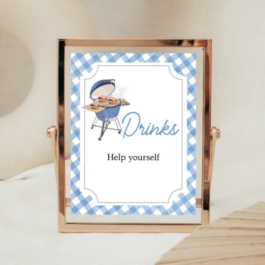 Blue Burger BBQ Baby shower Drinken Poster