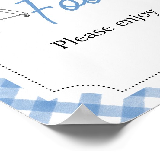 Blue Burger BBQ Baby shower Eten Poster (Hoek)