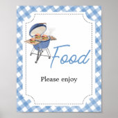 Blue Burger BBQ Baby shower Eten Poster (Voorkant)