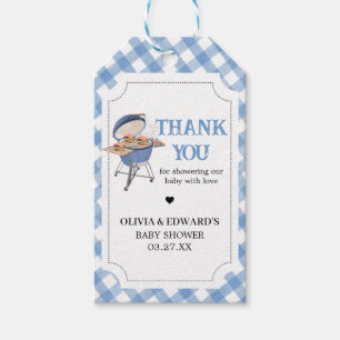 Blue Burger BBQ Baby shower Favor Tags Cadeaulabel