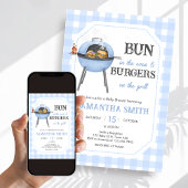 Blue Burger BBQ Baby Shower Kaart
