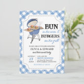 Blue Burger BBQ Baby shower Kaart (Staand voorkant)