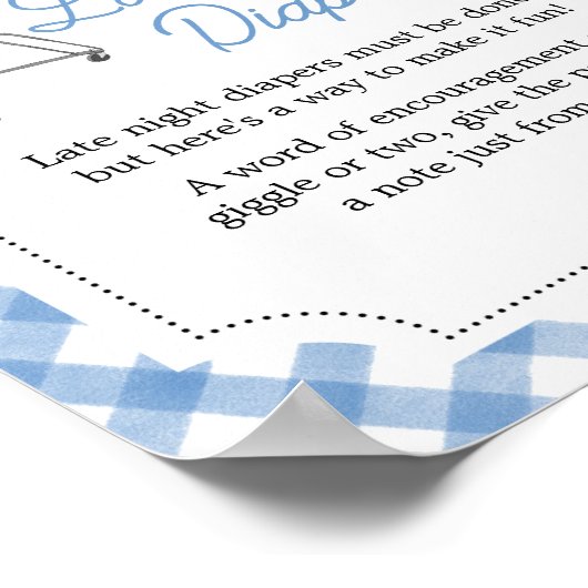 Blue Burger BBQ Baby shower Late Night Luiers Poster (Hoek)