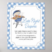 Blue Burger BBQ Baby shower Late Night Luiers Poster (Voorkant)