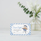 Blue Burger BBQ Baby shower Luier Raffle Informatiekaartje (Staand voorkant)