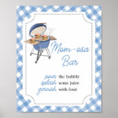 Blue Burger BBQ Baby shower Moeder Osa Bar Poster (Voorkant)