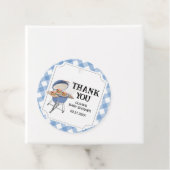Blue Burger BBQ Baby shower Ronde Bedankjes Labels (In situ)
