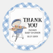 Blue Burger BBQ Baby shower Ronde Sticker (Voorkant)