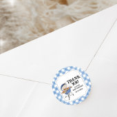 Blue Burger BBQ Baby shower Ronde Sticker