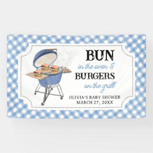 Blue Burger BBQ Baby shower Spandoek