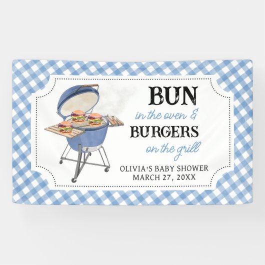 Blue Burger BBQ Baby shower Spandoek (Horizontaal)