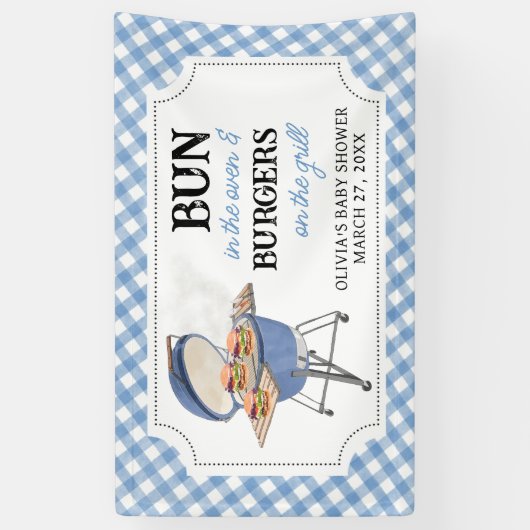 Blue Burger BBQ Baby shower Spandoek (Verticaal)