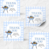 Blue Burger BBQ Baby Shower Vierkante Sticker