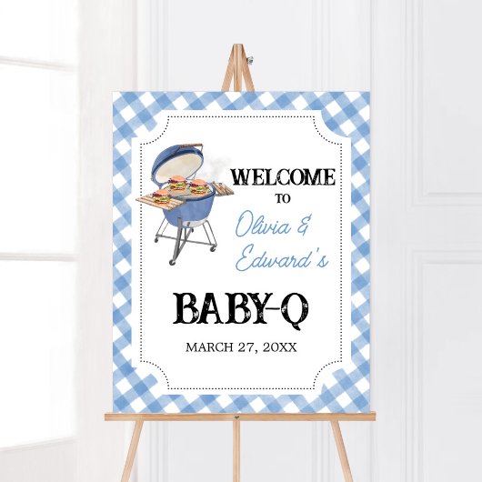 Blue Burger BBQ Baby shower Welkomstbord Poster