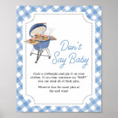 Blue Burger BBQ Baby shower Zeg niet Baby Poster (Voorkant)