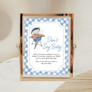 Blue Burger BBQ Baby shower Zeg niet Baby Poster