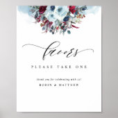 Blue Burgundy and Red Floral Wedding for Sign Poster (Voorkant)