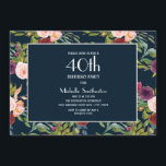 Blue Burgundy Blush Floral 40th Birthday Kaart<br><div class="desc">Elegant navy blue,  Bourgogne,  en wazige roze boho-achtige waterverf met een 40e verjaardag uitnodiging voor vrouwen. De tekst en de doopvonten zijn volledig klantgericht op deze uitnodiging wanneer u het ontwerphulpmiddel van Zazzle gebruikt. Neem contact met ons op voor hulp bij het aanpassen of aanpassen van producten.</div>